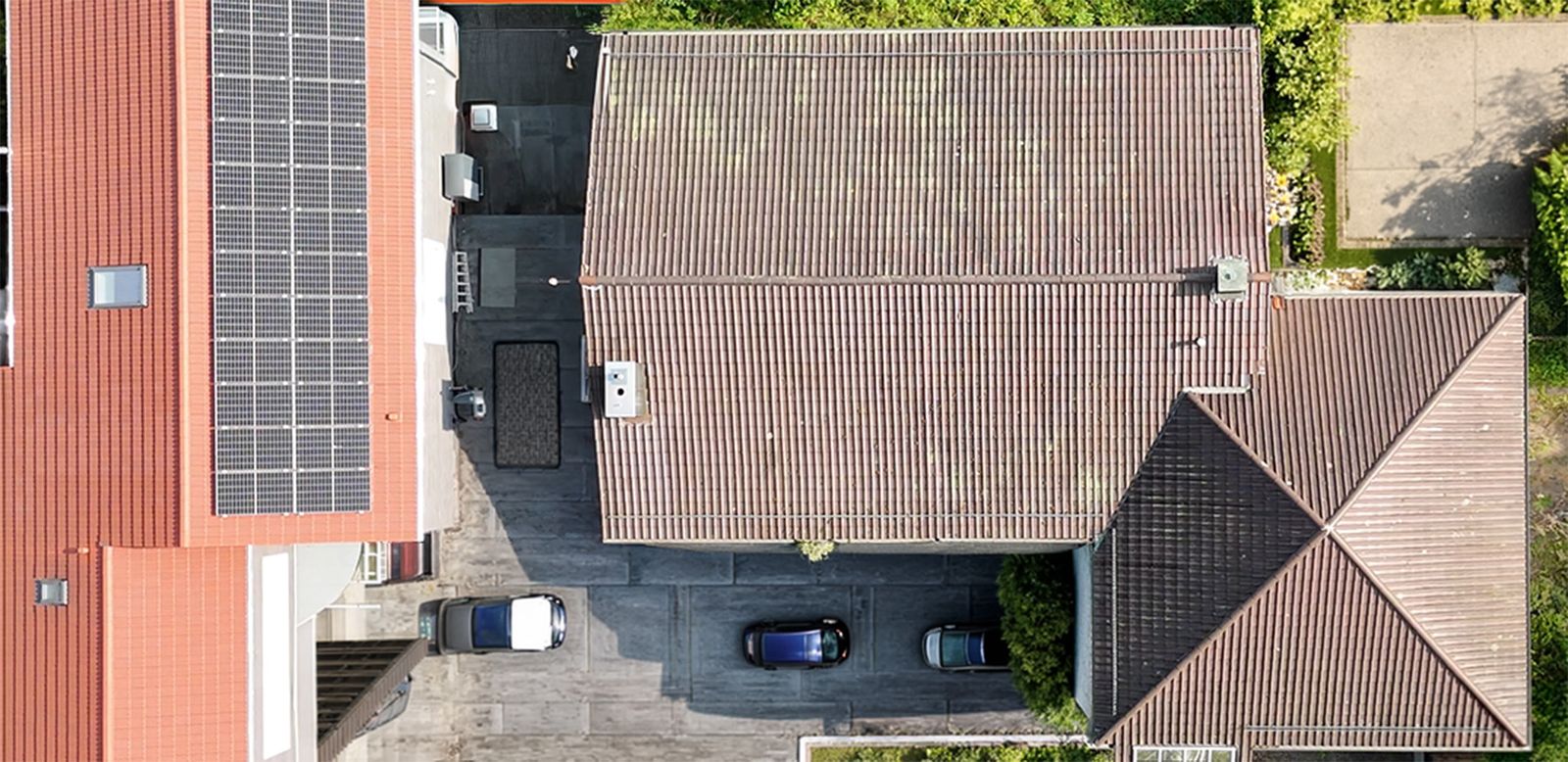 Beispiel aus einem Doku-Flug: Dächer mit Solaranlage aus der Vogelperspektive